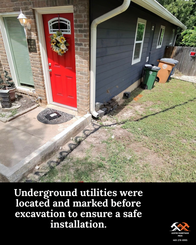 Front Entry Drainage Installation in Austin — concrete curb construction