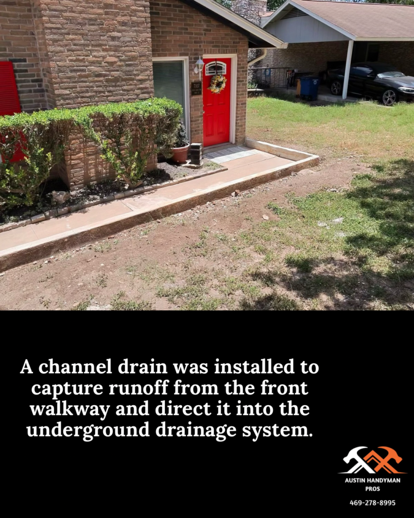 Front Entry Drainage Installation in Austin — pop-up emitter installation